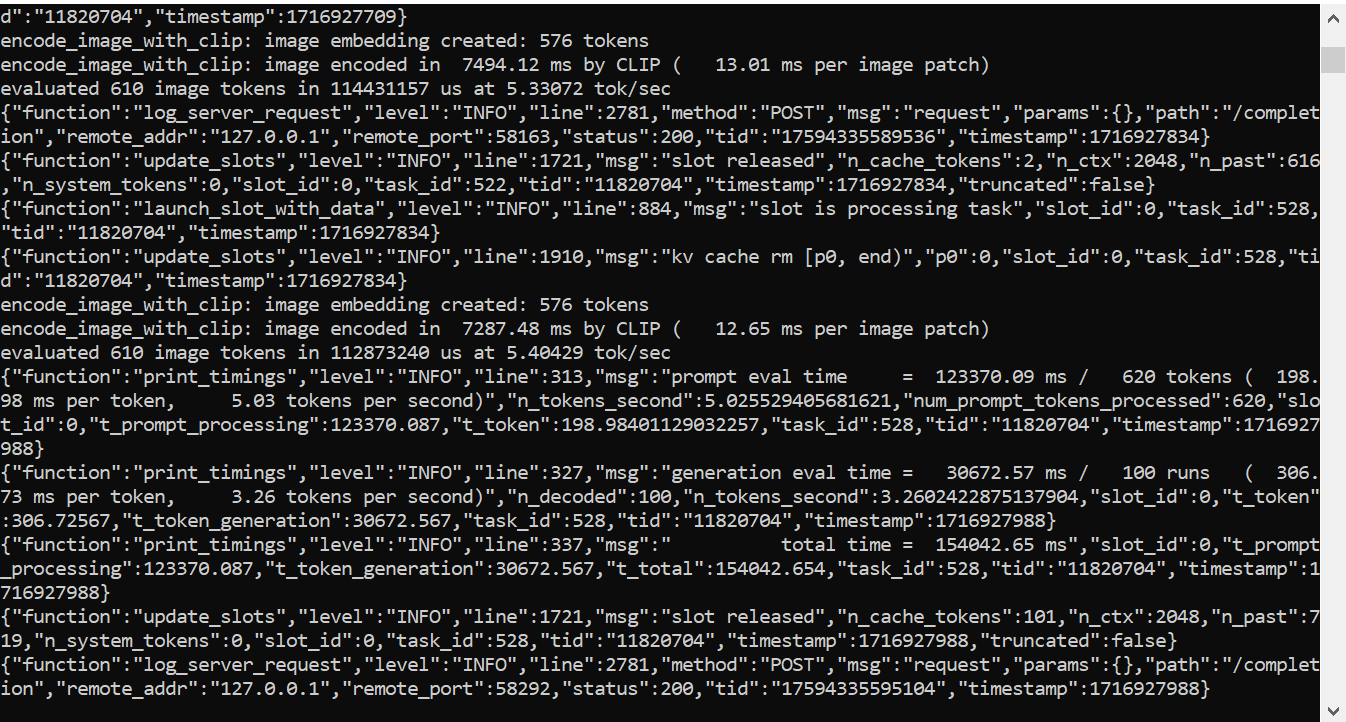 Command window showing the GenAI model’s operations.